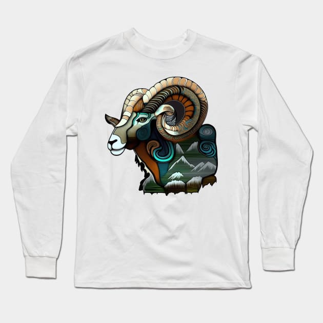 Alaska Big Horn Sheep Long Sleeve T-Shirt by Shogun Designs